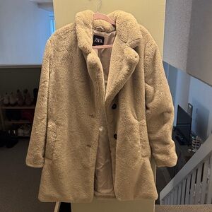 Zara Women's Tan Teddy Jacket
